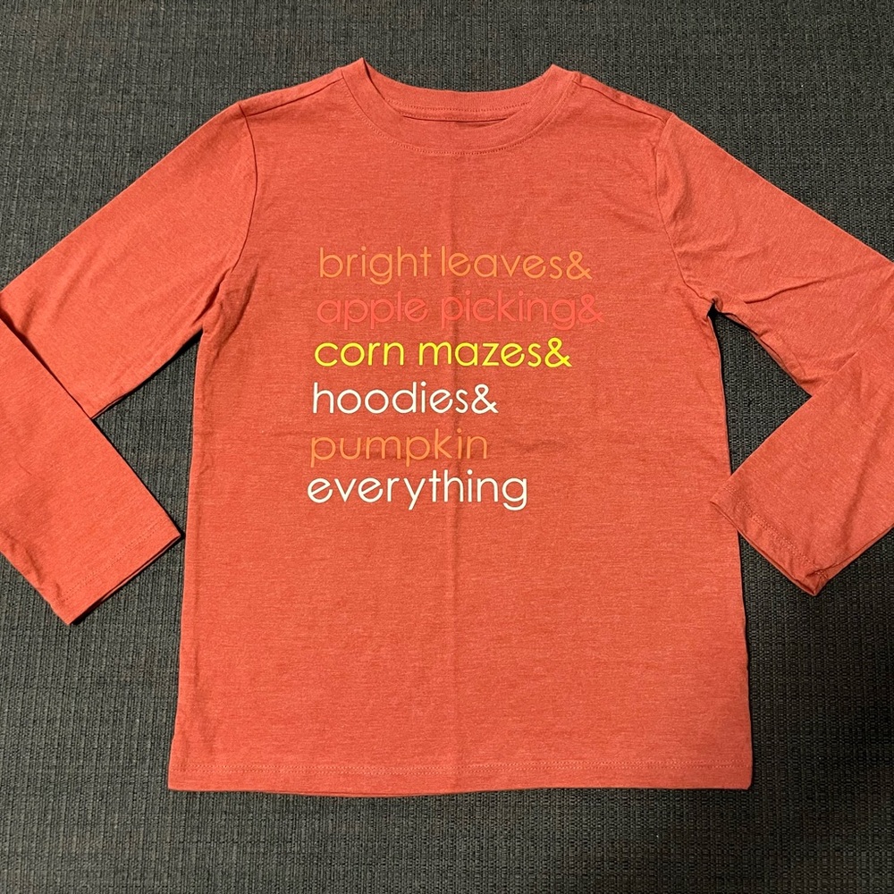 Kids Fall Harvest Burnt Orange Halloween Long Sleeve T-Shirt